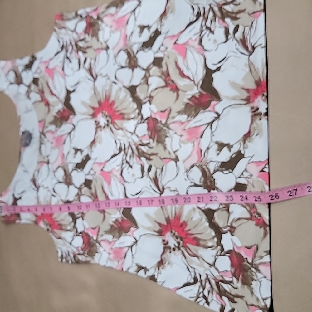 Easywear by Chico's Size 1 (M/8) White Brown and Pink Floral Sleeveless Top - Picture 7 of 10